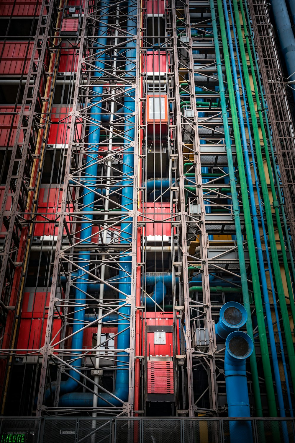 red and blue intermodal container