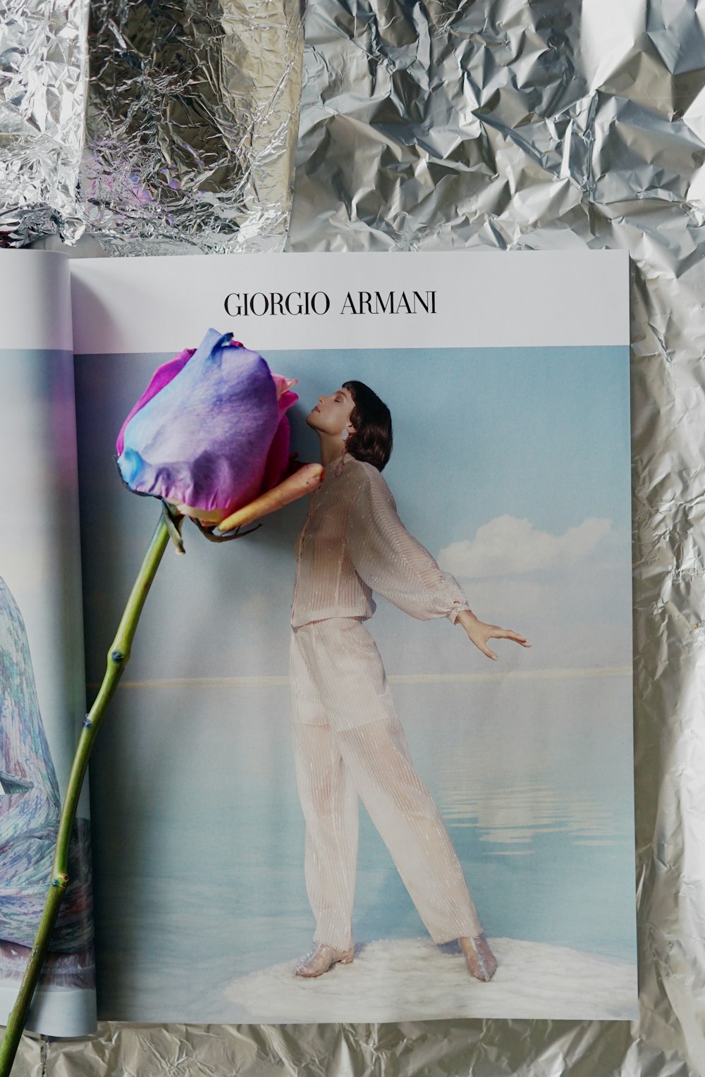 Giorgo Arman book with multi-colored rose