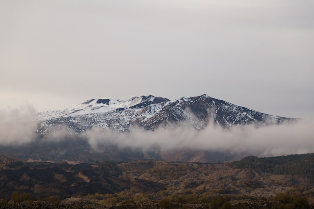 mountain coated with snow