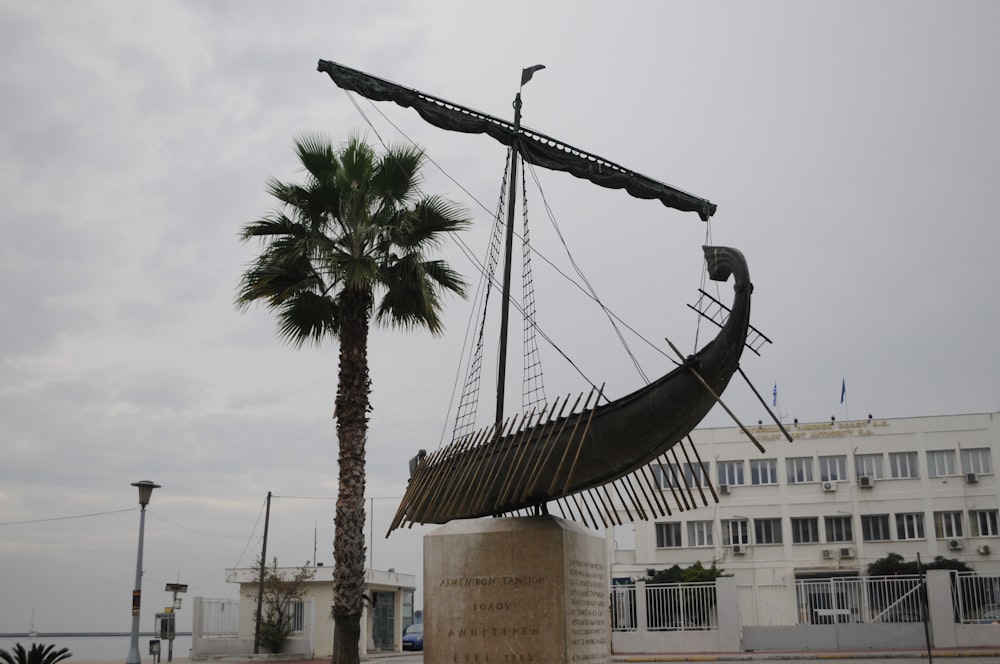 ship beside tree