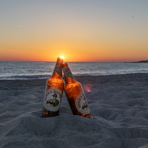 two amber bottles