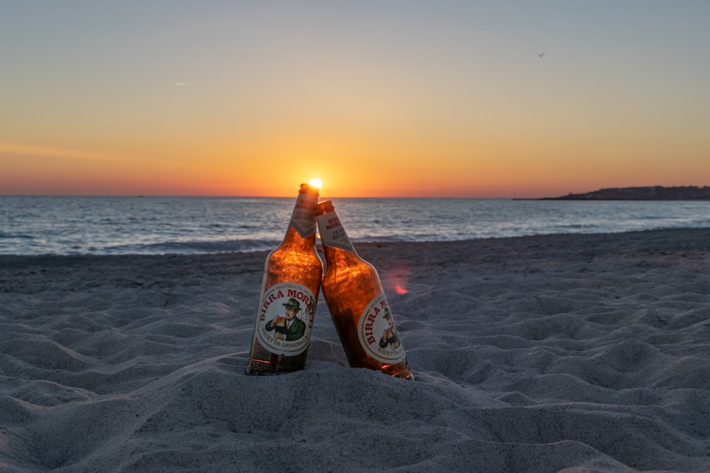 two amber bottles