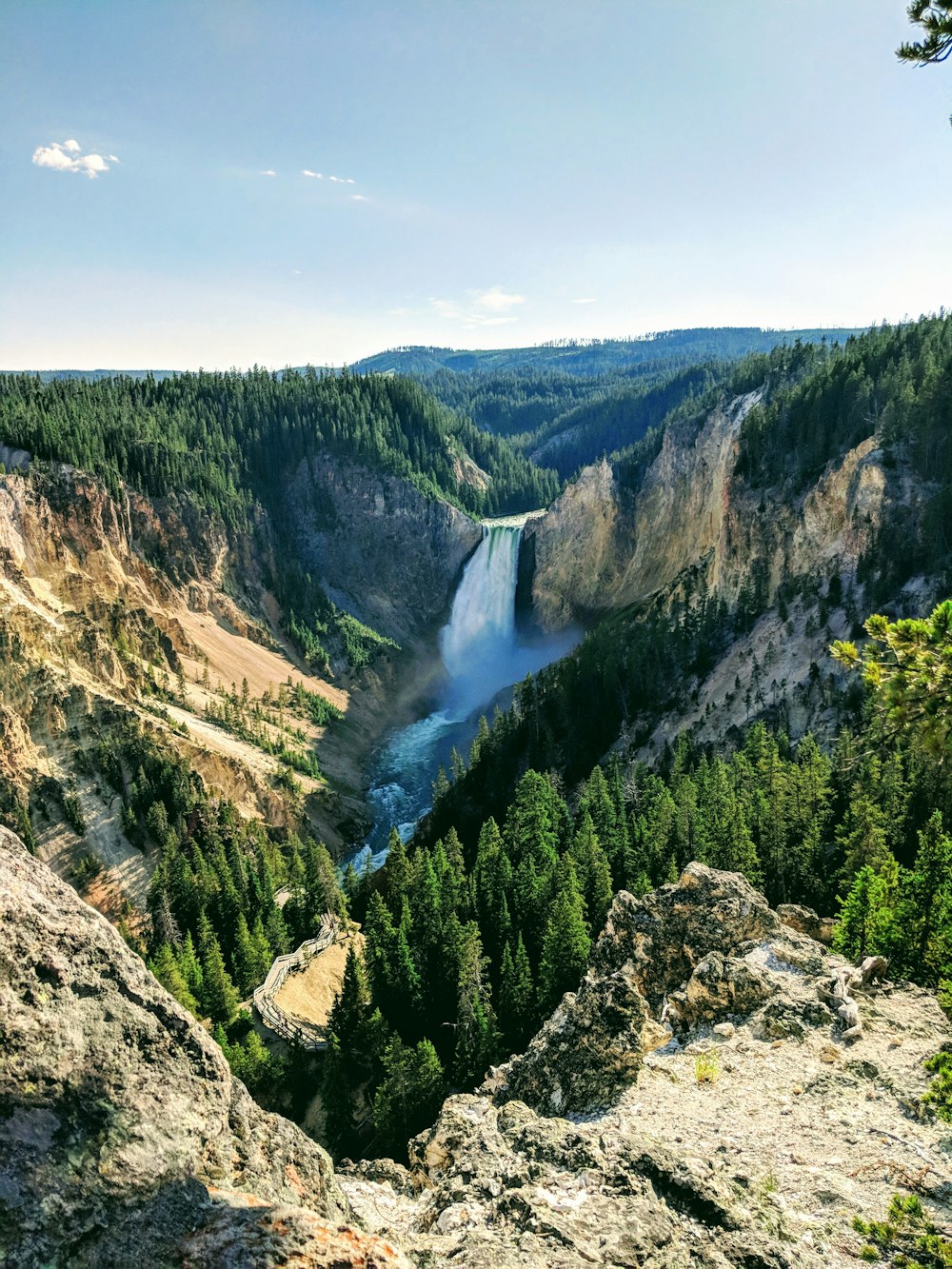 waterfalls and mountain