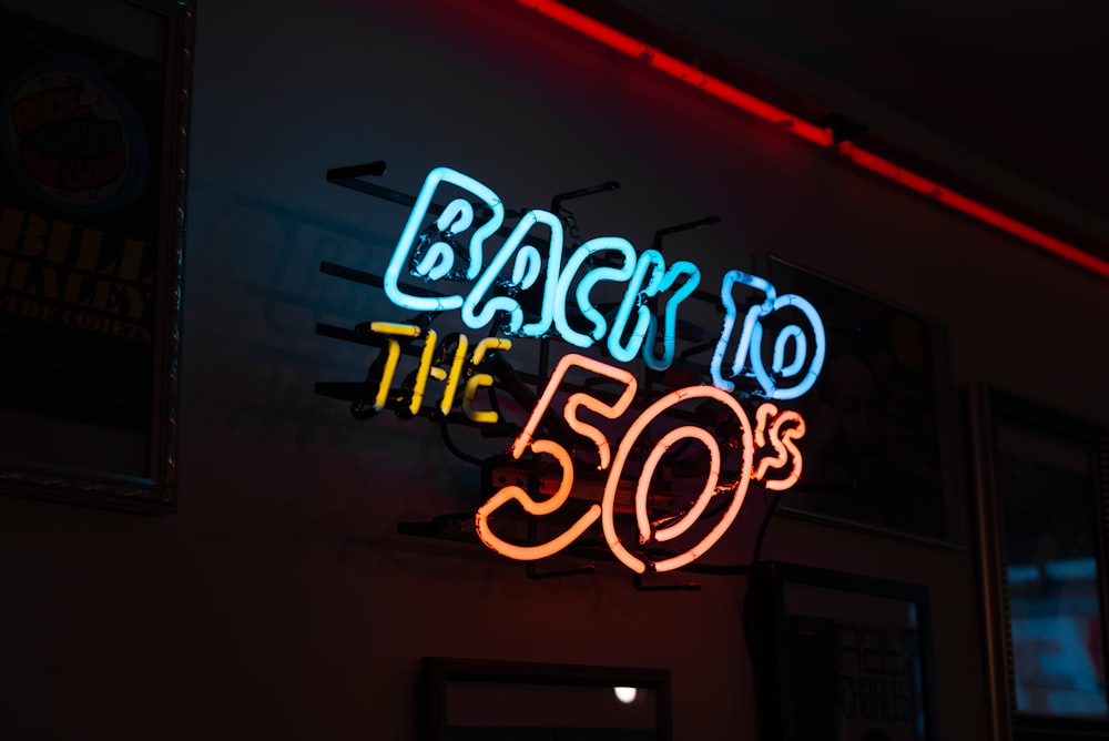 back to the 50's neon sign