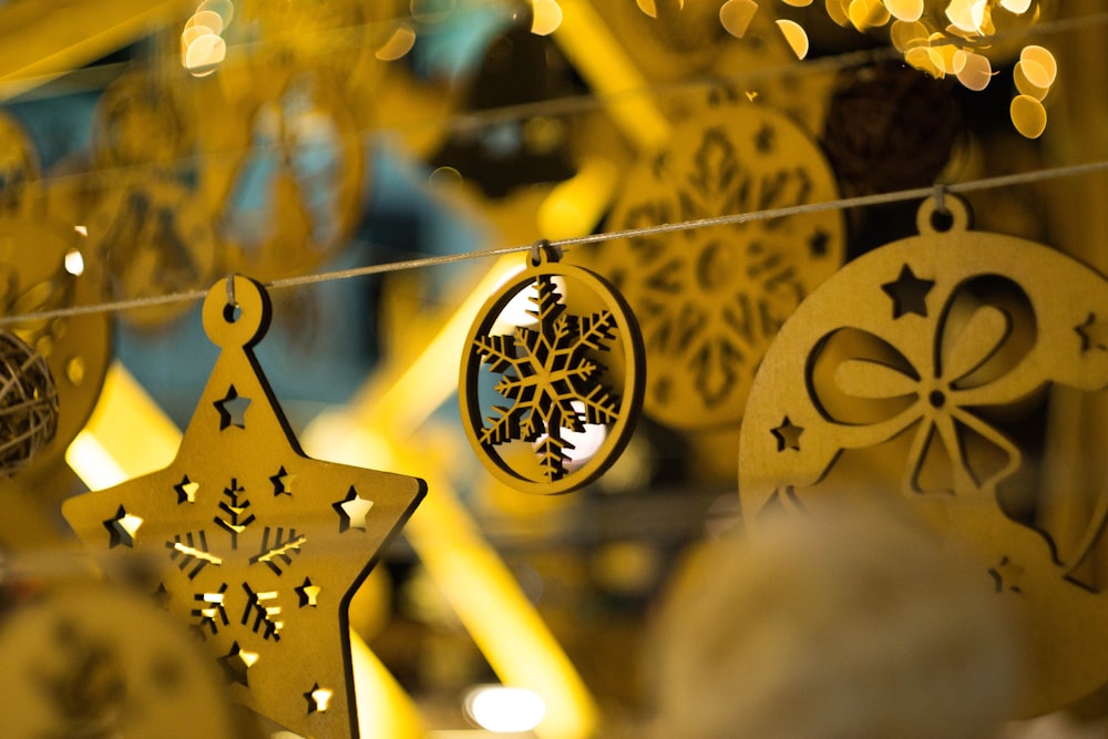 brown star and snowflake hanging decors