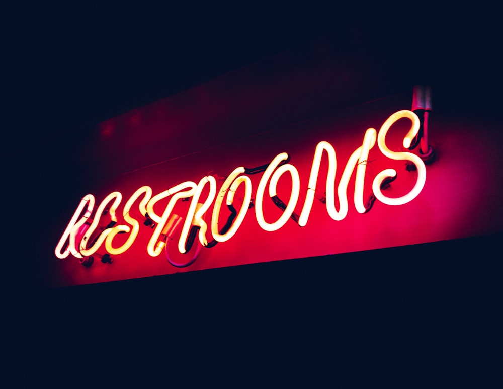 red Restrooms neon signage