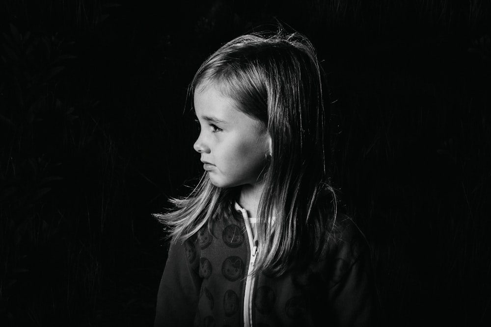 grayscale photo of girl