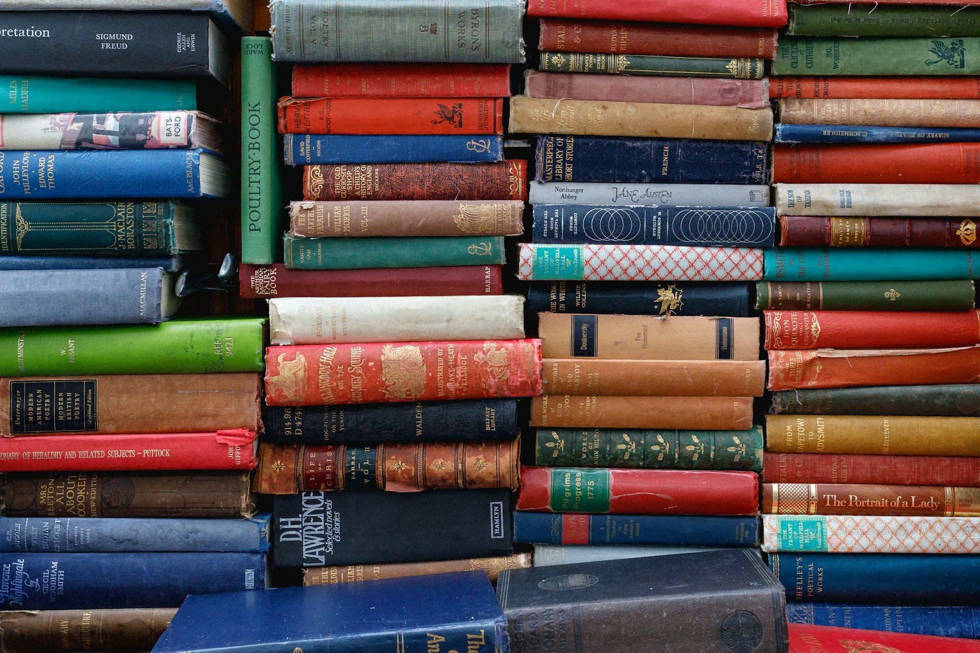 A wall of books in a library representing research