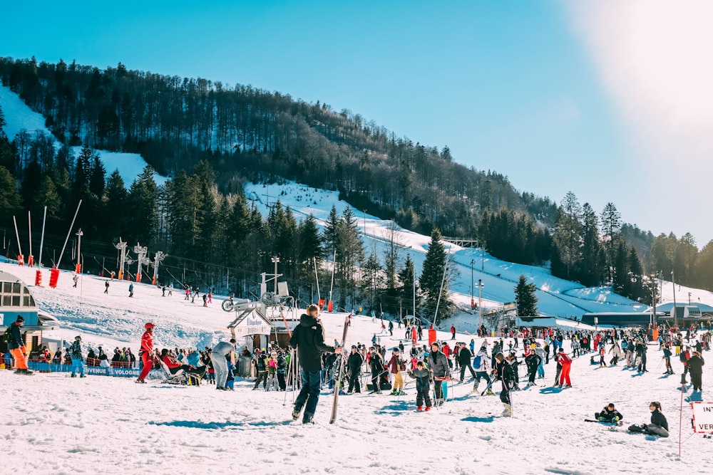 crowd of people on snow field during daytime