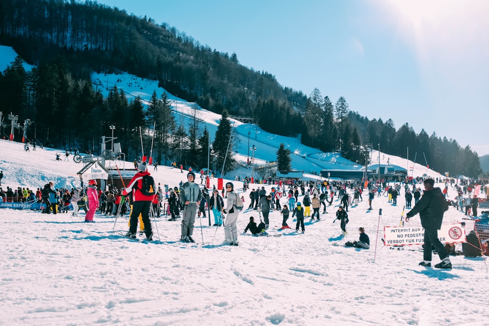 people gathered on snowy land