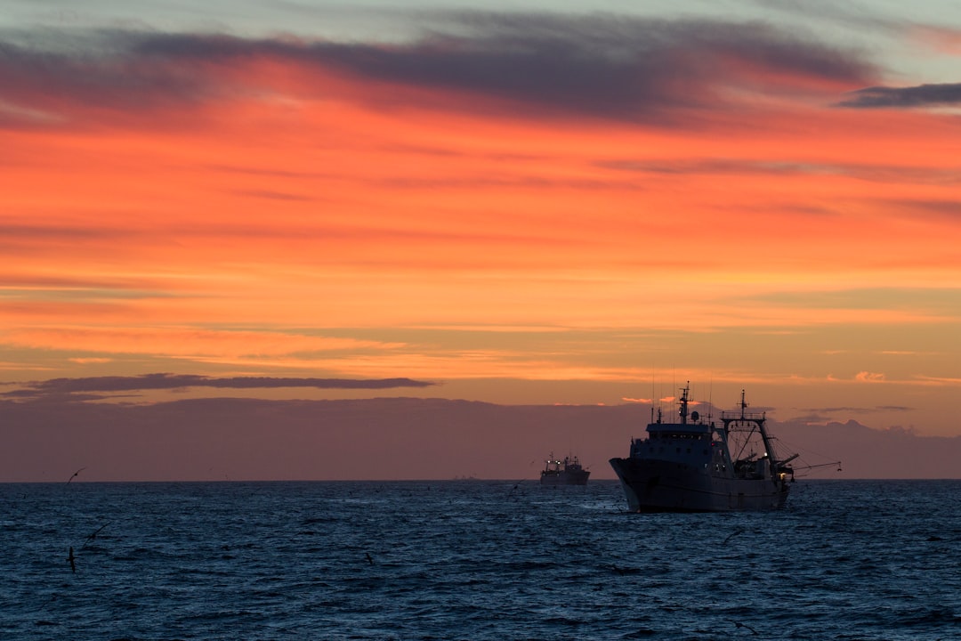 gray fishing vessel on seat