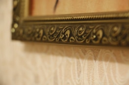 A close-up of a beautifully framed photo art piece.