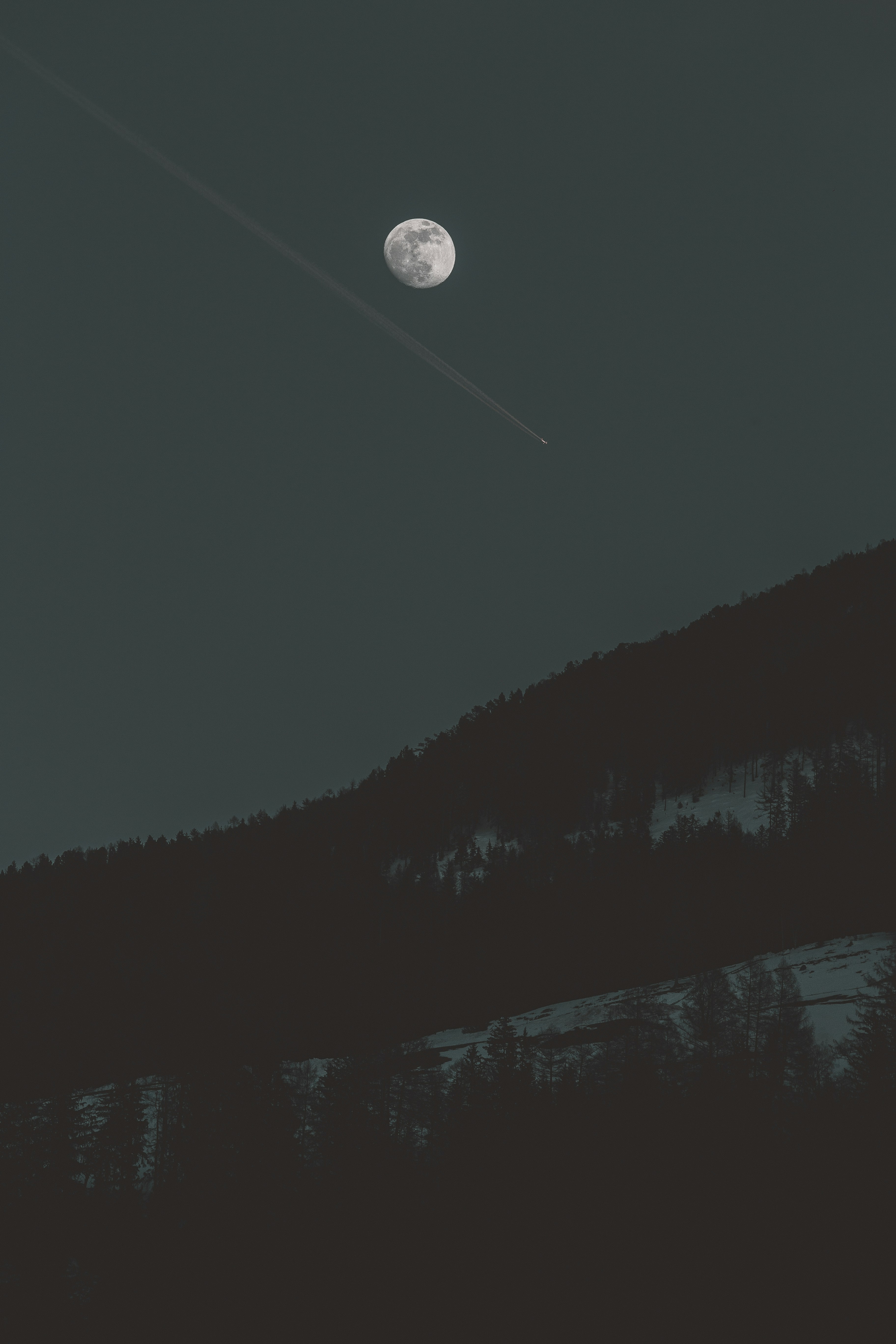 Mountain Under Full Moon View Photo Free Grey Image On Unsplash