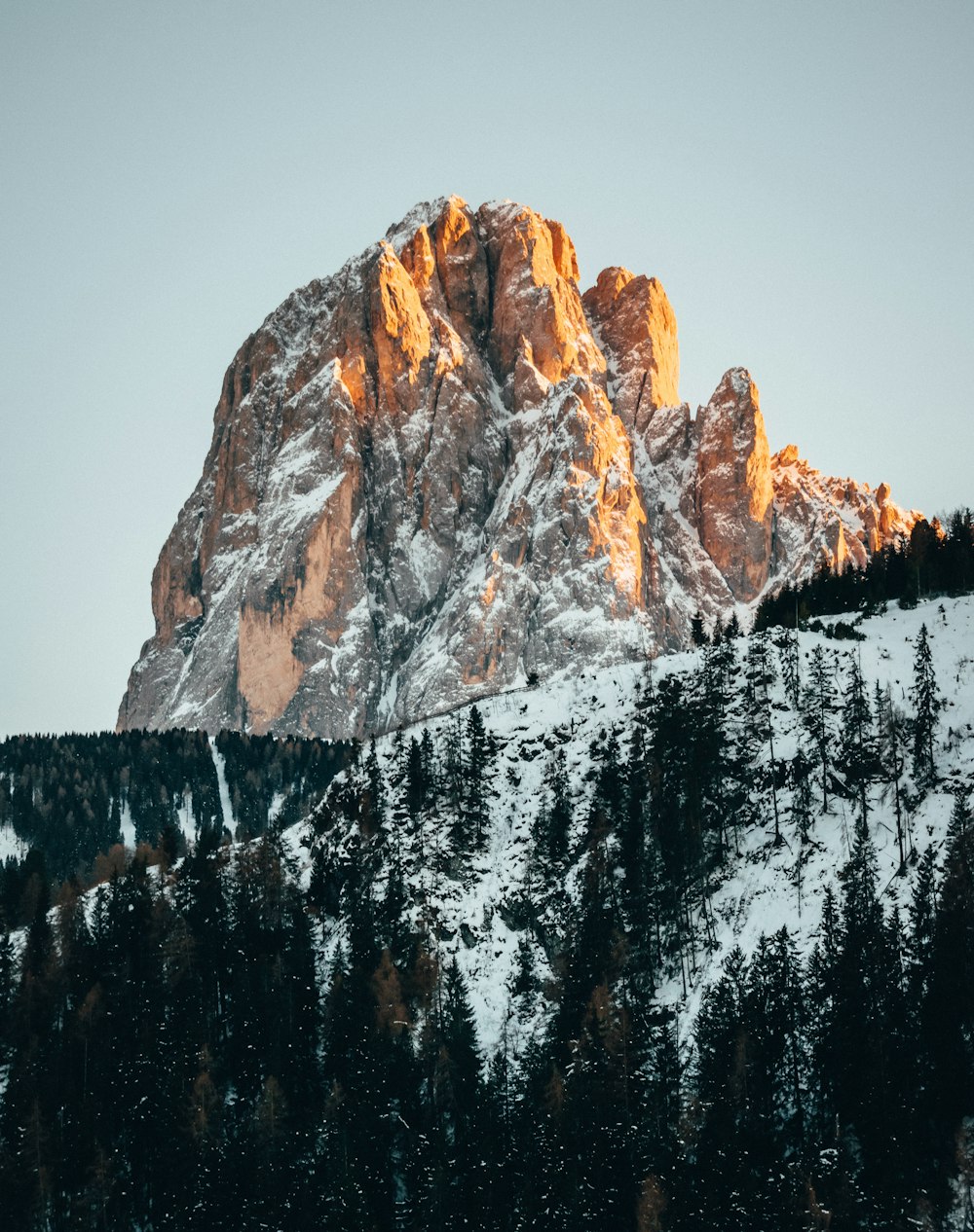 mountain under white sky