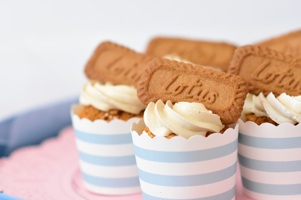 cupcake topped with Lotus biscuit