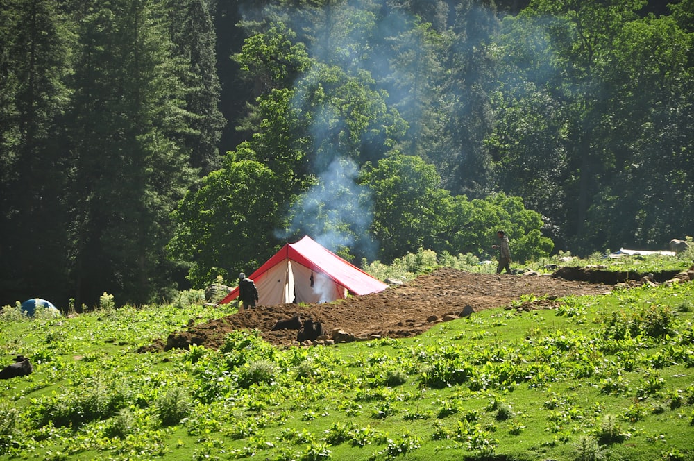 red and white tent