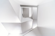 Interior house painting with crisp, clean lines and a modern color palette.