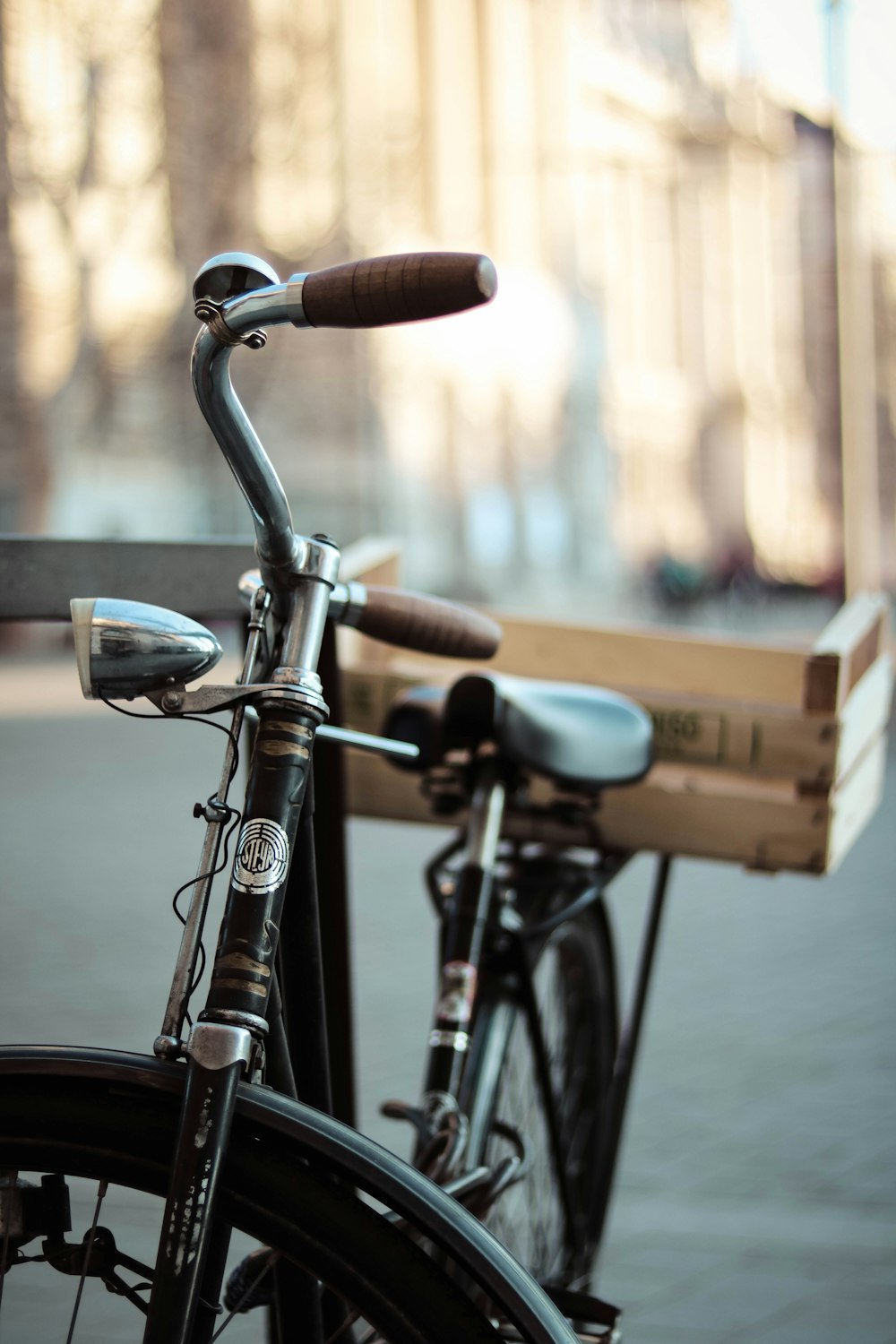 tilt shift focus photography of bicycle