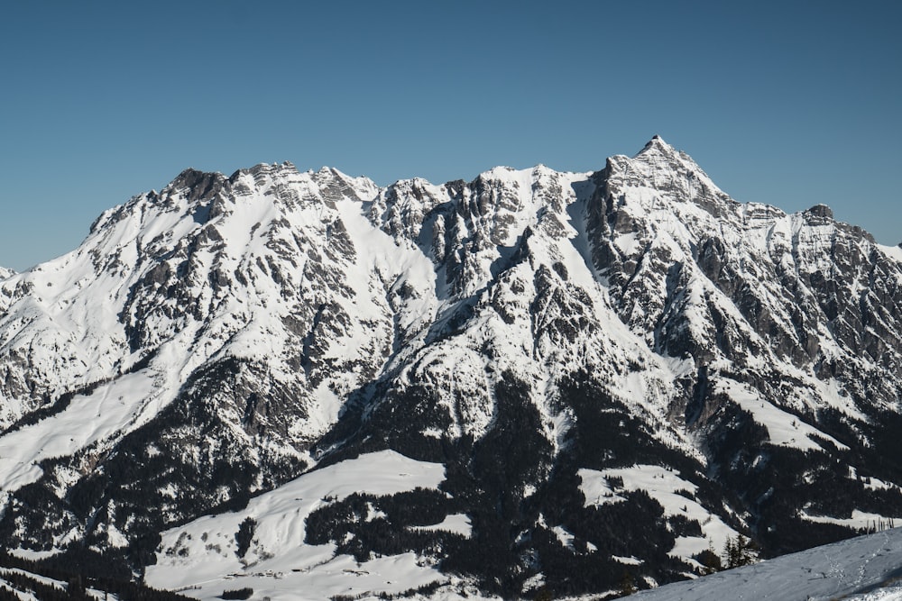 Montagne noire et blanche enneigée