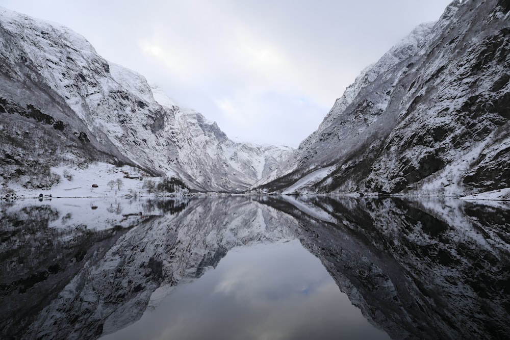 reflection of stone hills on lake