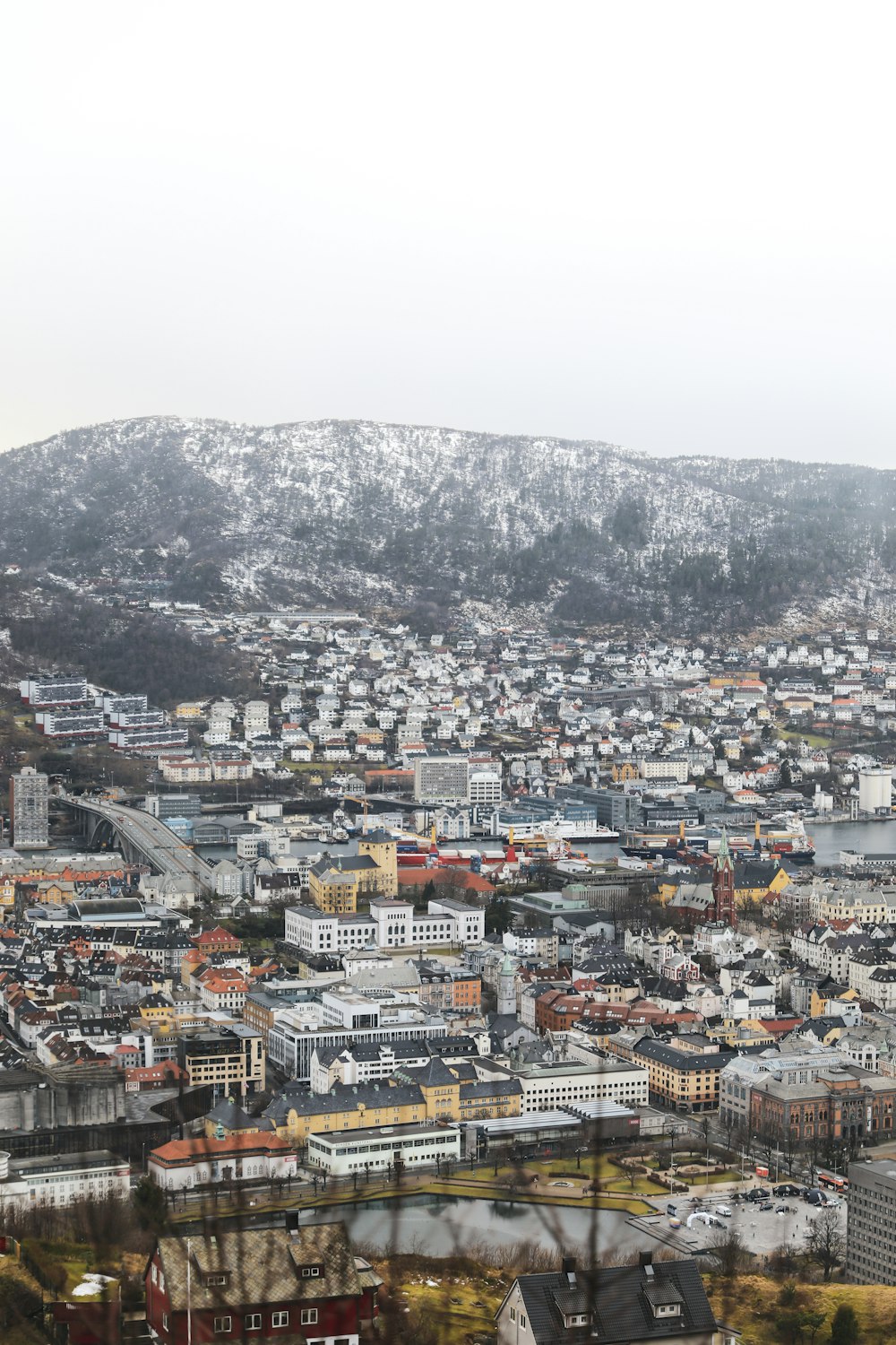 aerial photography of city during winter season