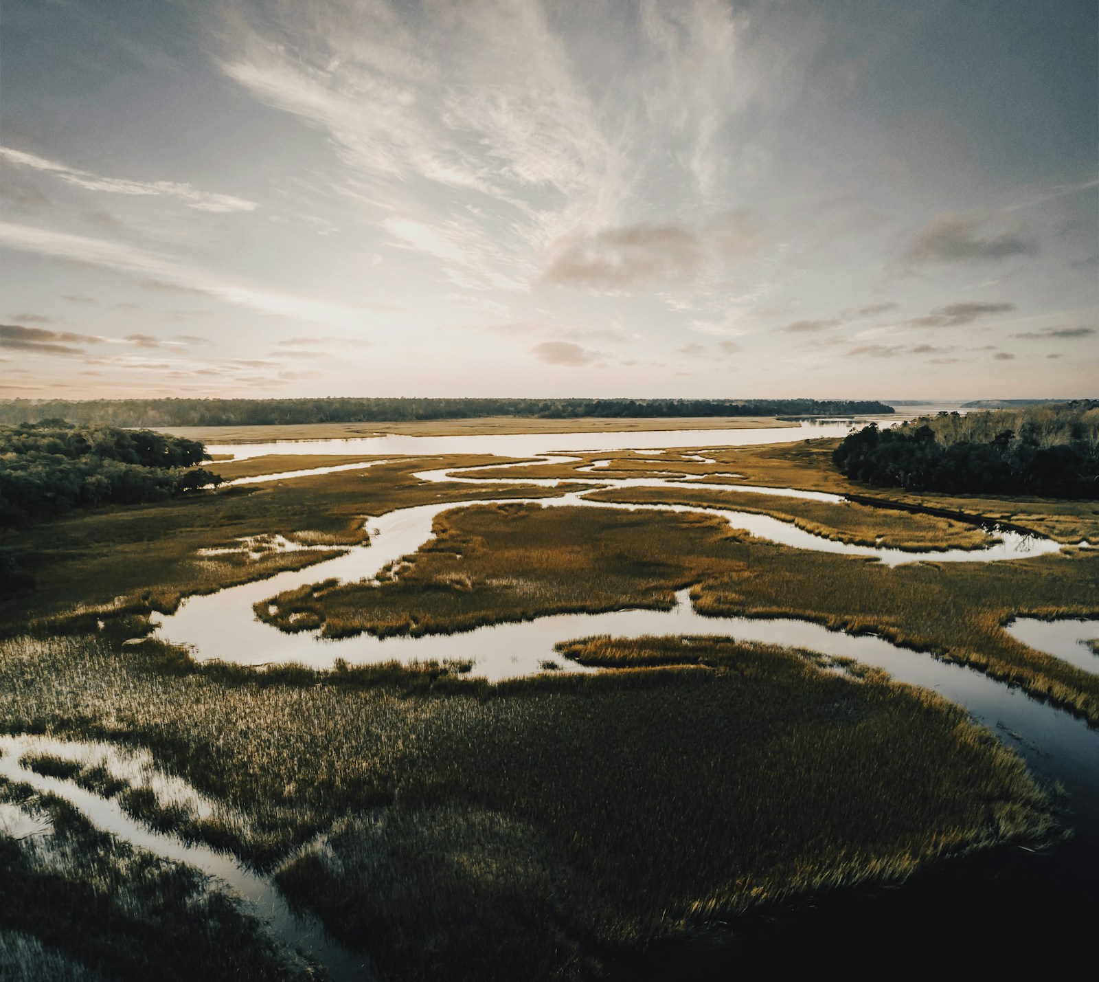 James Island marsh-front lot at sunset