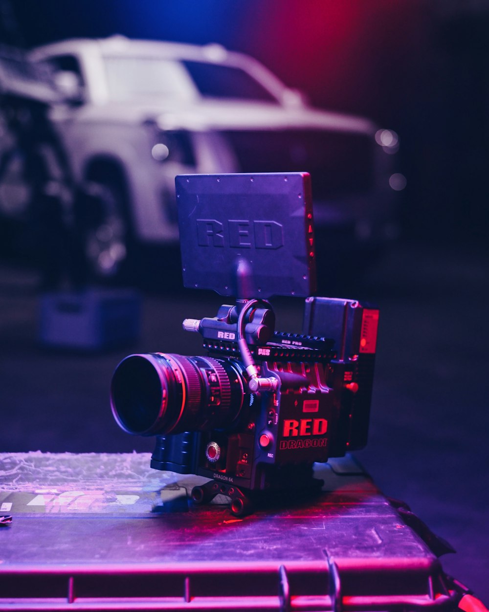 black camera with RED case