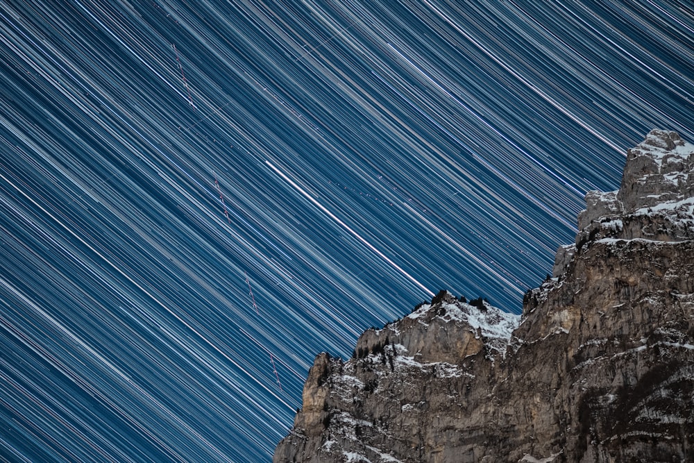 time-lapse photography of rock formation during daytime