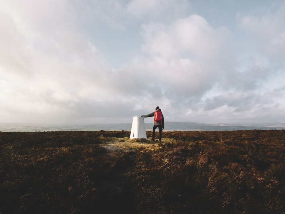 man standing in the middle of the field