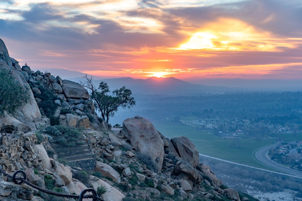 mountain with stones during golden hour