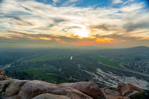 A picturesque sunset over the valleys of Kashmir.