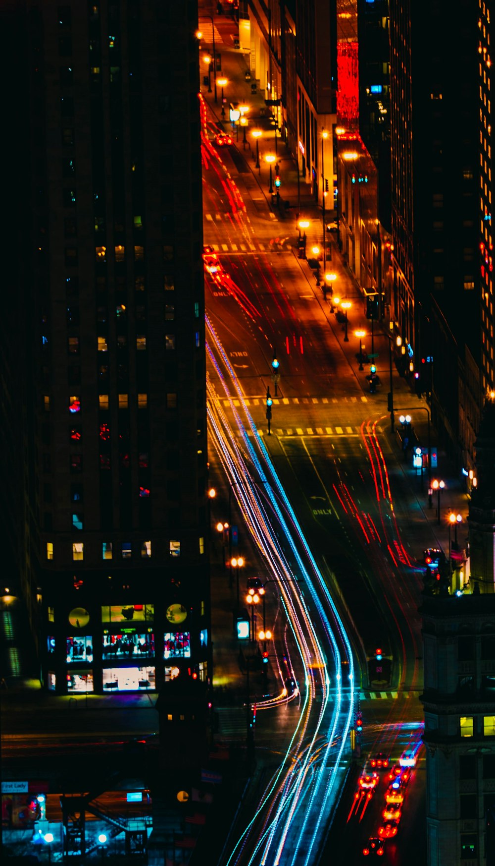 aerial view photography of vehicles at nighttime