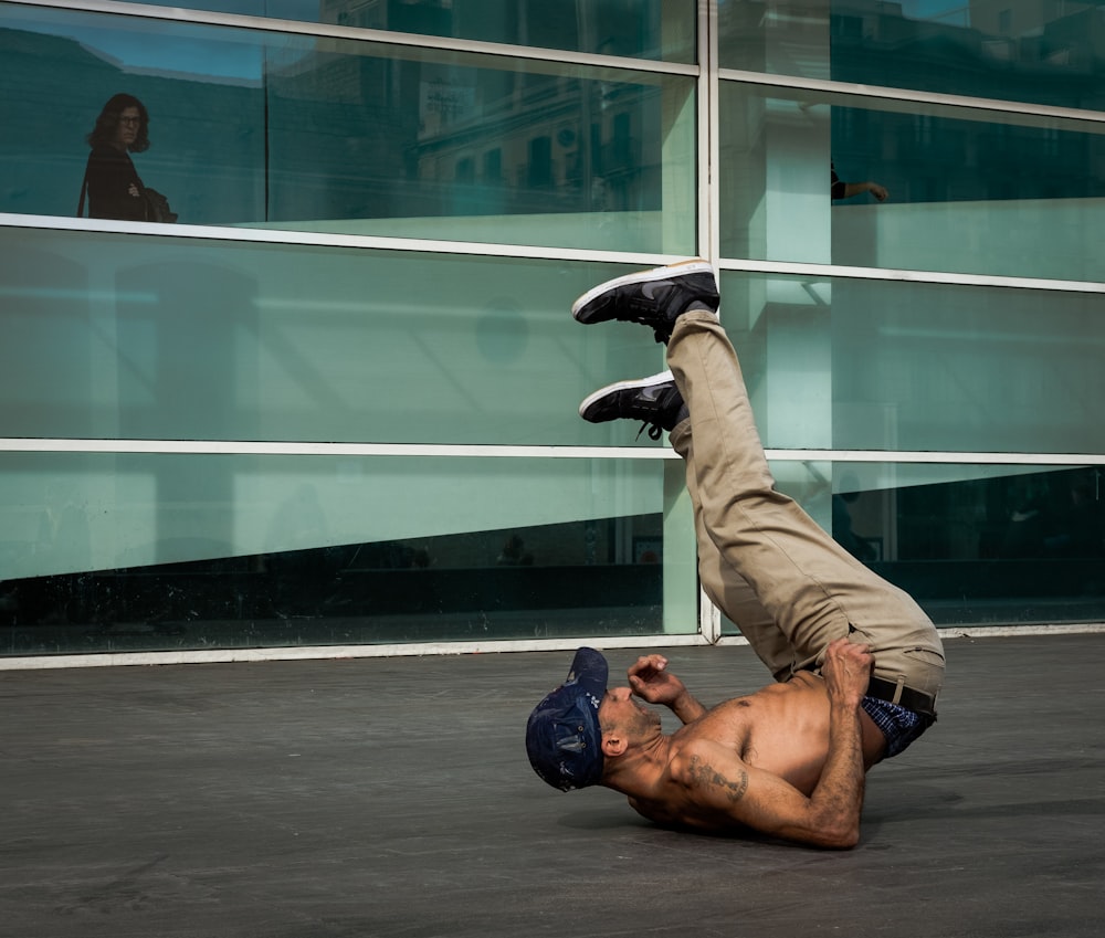 man lying on ground