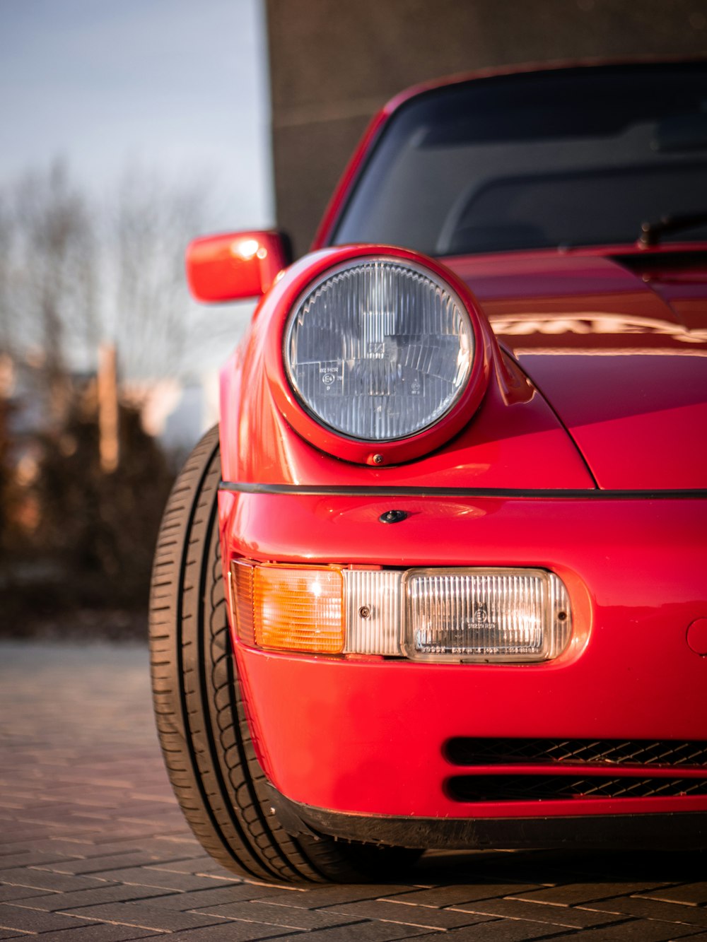 parked red car