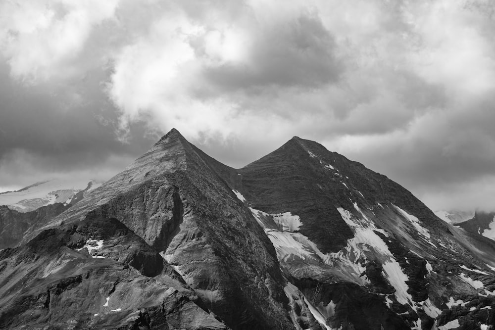 grayscale photo of mountains