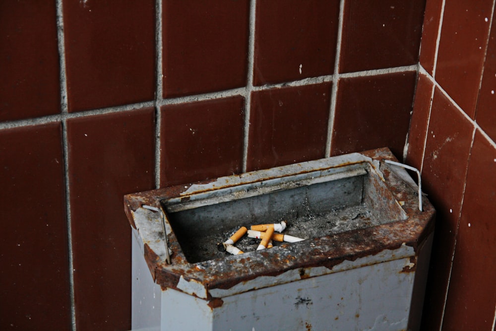 rectangular gray ashtray