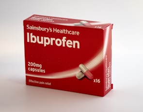 200 mg Sainsbury's healthcare Ibuprofen capsules box