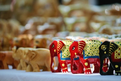 three elephant figurines