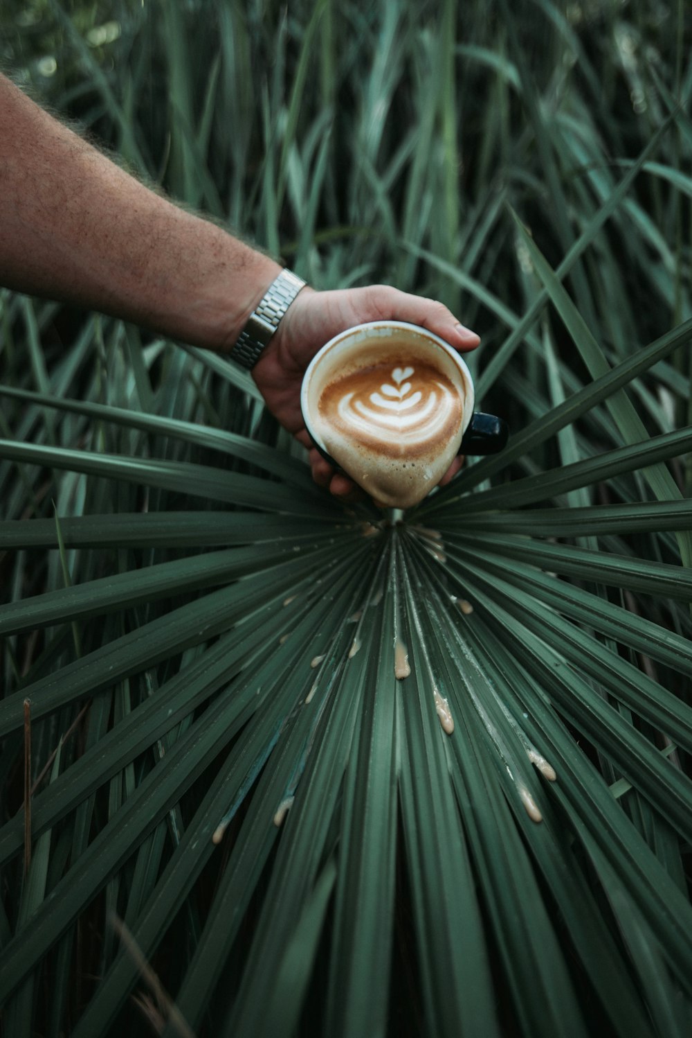 person holding ceramic teacup