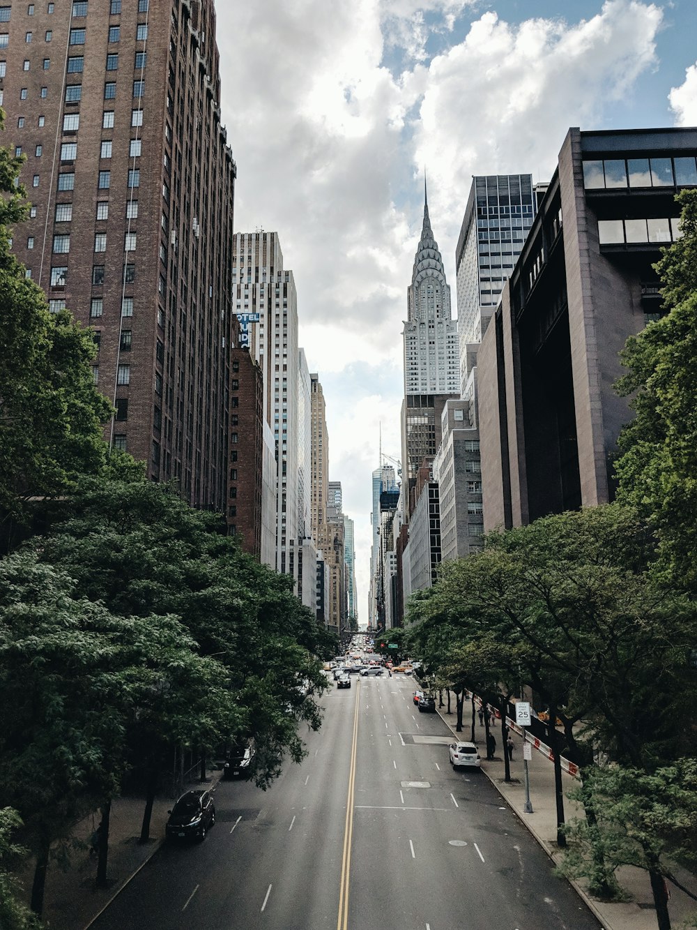 aerial view of street near Empire States at New York City