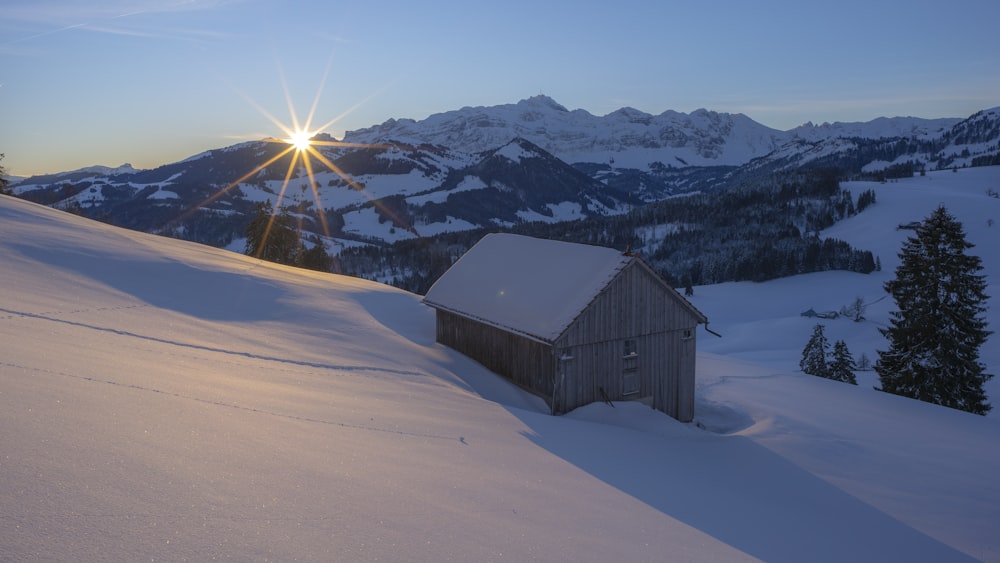 barn covered with snow