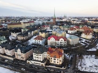 city buildings aerial view photo