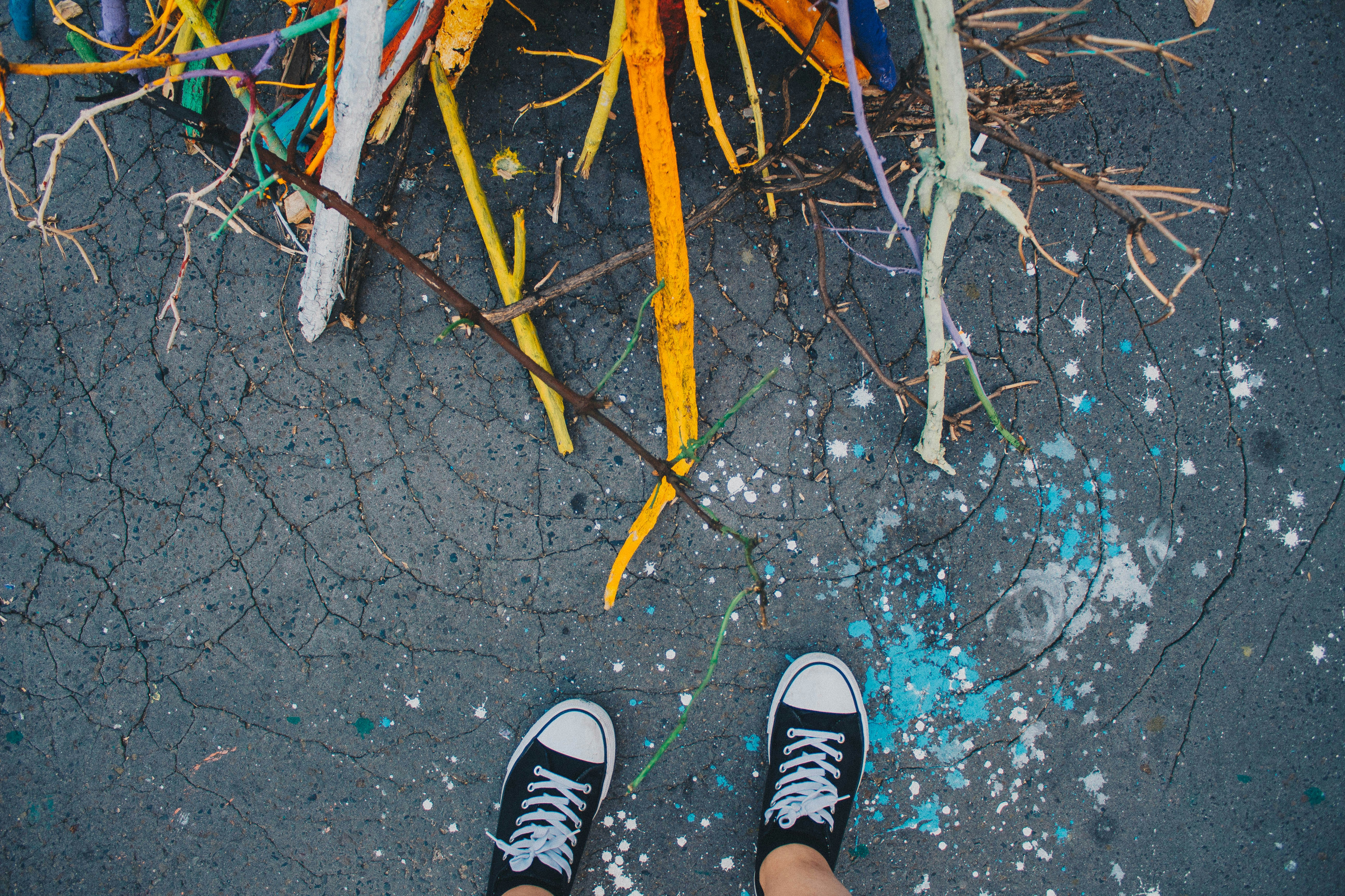 person wearing low-top sneakers