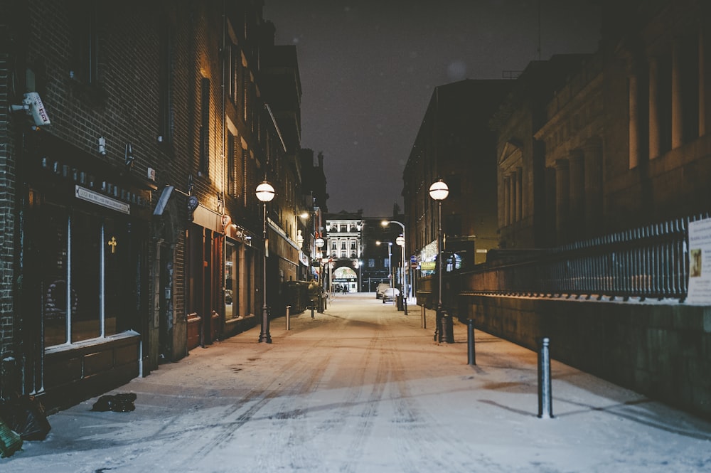 empty street between buildings