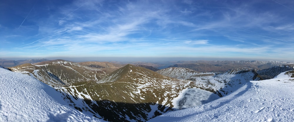 mountain covered by snow under blue sky