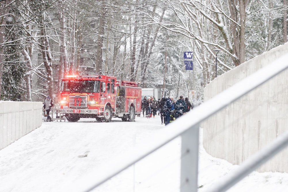 fire truck and people