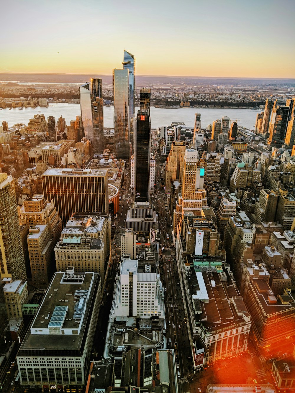 high-angle photography of brown city buildings