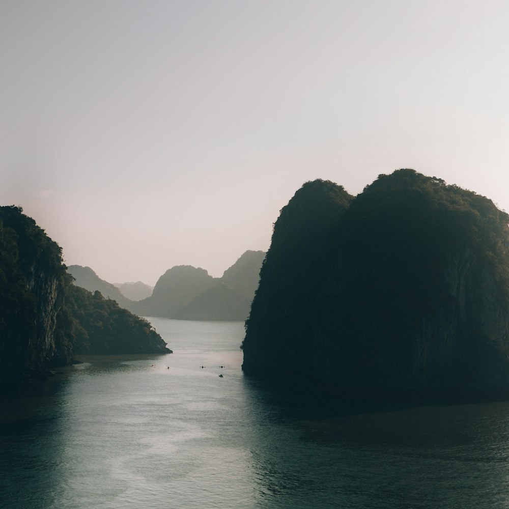 aerial photography of mountain near sea during daytime