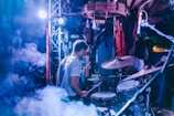 Drummer playing live