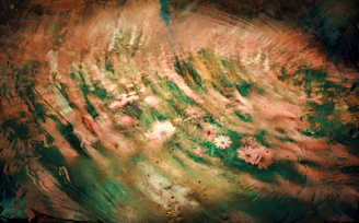 Nature-inspired abstract floral design blending alcohol ink and watercolor textures